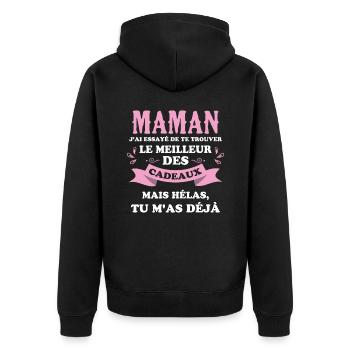 Maman j'ai essayé de te trouver Le meilleur cadeau - Veste à capuche bio Premium Unisexe - noir - Dos - Nico (187cm)
