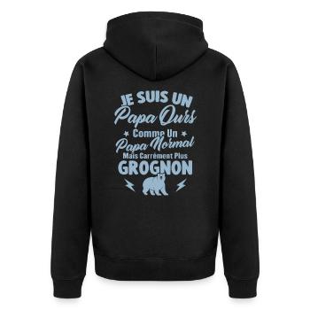 Je Suis Un Papa Ours Comme Un Papa Normal - Veste à capuche bio Premium Unisexe - noir - Dos - Nico (187cm)
