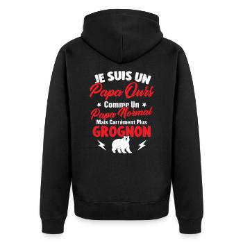 Je Suis Un Papa Ours Comme Un Papa Normal - Veste à capuche bio Premium Unisexe - noir - Dos - Nico (187cm)