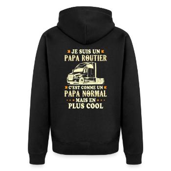 Je suis un papa routier c'est comme un papa - Veste à capuche bio Premium Unisexe - noir - Dos - Nico (187cm)
