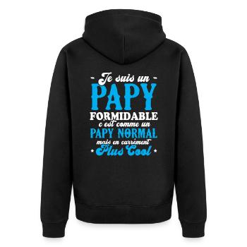 Un Papy Formidable C'est Comme Un Papy Normal - Veste à capuche bio Premium Unisexe - noir - Dos - Nico (187cm)