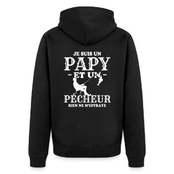 Je suis un Papy et un Pécheur Cadeau grand-père - Veste à capuche bio Premium Unisexe - noir - Dos - Nico (187cm)