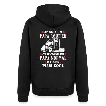 Je Suis Un Papa Routier C'est Comme Un Papa - Veste à capuche bio Premium Unisexe - noir - Dos - Nico (187cm)