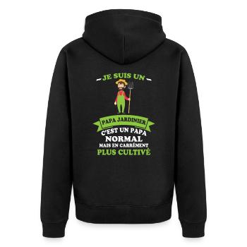 Je Suis Un Papa Jardinier C'est Un Papa Normal - Veste à capuche bio Premium Unisexe - noir - Dos - Nico (187cm)