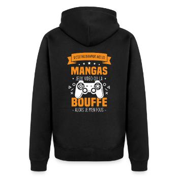 Si C'est Pas En Rapport Avec Les Mangas Jeux Vidéo - Veste à capuche bio Premium Unisexe - noir - Dos - Nico (187cm)
