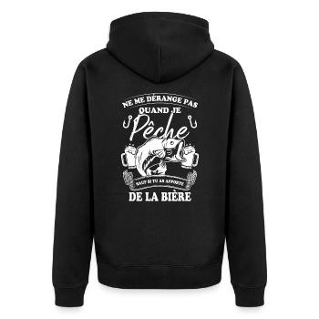 Je Pêche Sauf Si Tu As Apporté De La Bière - Veste à capuche bio Premium Unisexe - noir - Dos - Nico (187cm)