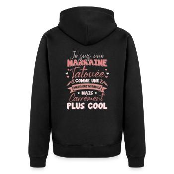 Marraine Tatouée Comme Une Marraine Normale - Veste à capuche bio Premium Unisexe - noir - Dos - Nico (187cm)