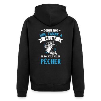 Le roi veut aller pêche / Cadeau pêcheur - Veste à capuche bio Premium Unisexe - noir - Dos - Nico (187cm)