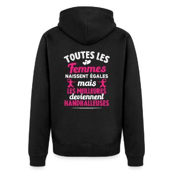 Les meilleures femmes deviennent handballeuses - Veste à capuche bio Premium Unisexe - noir - Dos - Nico (187cm)