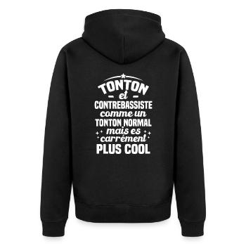 Tonton et Contrebassiste comme un tonton normal - Veste à capuche bio Premium Unisexe - noir - Dos - Nico (187cm)
