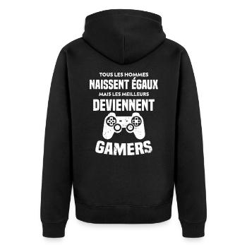 Tous Les Hommes Naissent Égaux - Meilleurs Gamers - Veste à capuche bio Premium Unisexe - noir - Dos - Nico (187cm)
