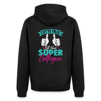 Cette Fille Est Une Super Collègue - Veste à capuche bio Premium Unisexe - noir - Dos - Nico (187cm)