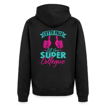 Cette Fille Est Une Super Collègue - Veste à capuche bio Premium Unisexe - noir - Dos - Nico (187cm)