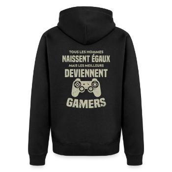 Tous Les Hommes Naissent Égaux - Meilleurs Gamers - Veste à capuche bio Premium Unisexe - noir - Dos - Nico (187cm)