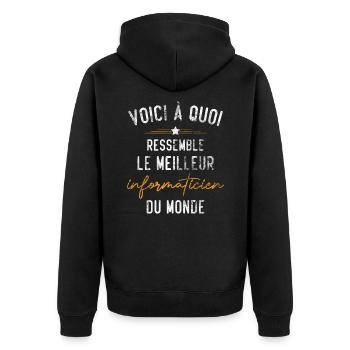 Cadeau le meilleur informaticien du monde - Veste à capuche bio Premium Unisexe - noir - Dos - Nico (187cm)