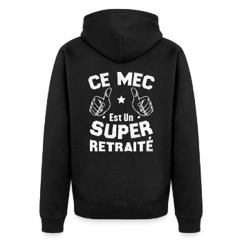 Ce mec est un super retraité - Veste à capuche bio Premium Unisexe - noir - Dos - Nico (187cm)