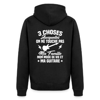 Touche pas ma guitare, Cadeau humour guitariste - Veste à capuche bio Premium Unisexe - noir - Dos - Nico (187cm)