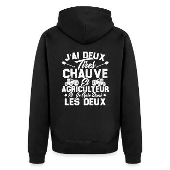 Chauve Agriculteur / Humour Cadeau Agriculture - Veste à capuche bio Premium Unisexe - noir - Dos - Nico (187cm)