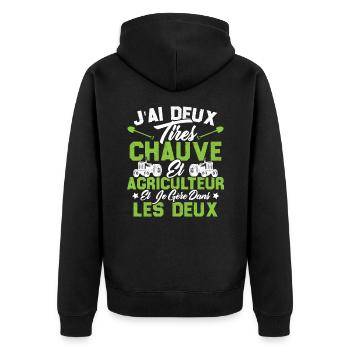 Chauve Agriculteur / Humour Cadeau Agriculture - Veste à capuche bio Premium Unisexe - noir - Dos - Nico (187cm)