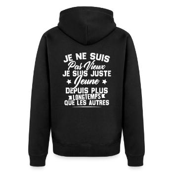 Je ne suis pas vieux je suis juste jeune - Veste à capuche bio Premium Unisexe - noir - Dos - Nico (187cm)