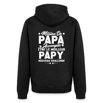 Mission papa accomplie être papy nouveau challenge - Veste à capuche bio Premium Unisexe - noir - Dos - Nico (187cm)