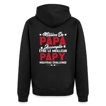 Mission papa accomplie être papy nouveau challenge - Veste à capuche bio Premium Unisexe - noir - Dos - Nico (187cm)