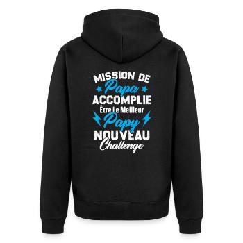 Mission papa accomplie être papy nouveau challenge - Veste à capuche bio Premium Unisexe - noir - Dos - Nico (187cm)