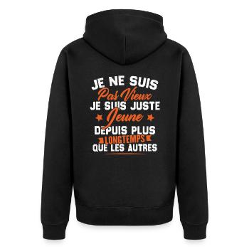 Je ne suis pas vieux je suis juste jeune - Veste à capuche bio Premium Unisexe - noir - Dos - Nico (187cm)