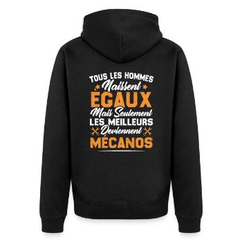 Les Hommes Naissent Egaux - Les Meilleurs Mécanos - Veste à capuche bio Premium Unisexe - noir - Dos - Nico (187cm)