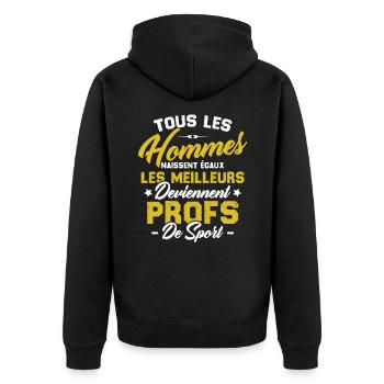 Les meilleurs hommes deviennent profs de sport - Veste à capuche bio Premium Unisexe - noir - Dos - Nico (187cm)
