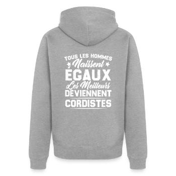 Les Meilleurs Hommes Deviennent Cordistes - Veste à capuche bio Premium Unisexe - gris chiné - Dos - Nico (187cm)