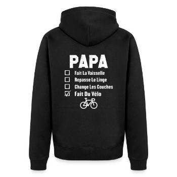 Papa cycliste fête des pères cadeau drôle vélo - Veste à capuche bio Premium Unisexe - noir - Dos - Nico (187cm)