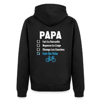 Papa cycliste fête des pères cadeau drôle vélo - Veste à capuche bio Premium Unisexe - noir - Dos - Nico (187cm)