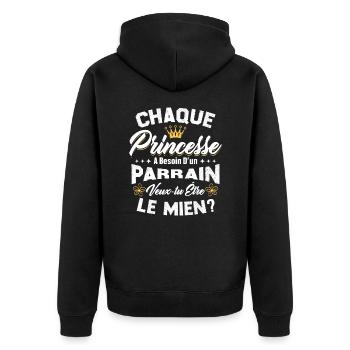 chaque princesse a besoin d'un parrain - Veste à capuche bio Premium Unisexe - noir - Dos - Nico (187cm)