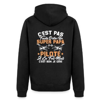 Un Super Papa Et Un Pilote - Veste à capuche bio Premium Unisexe - noir - Dos - Nico (187cm)