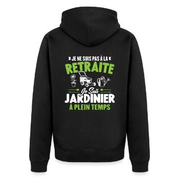 Je Ne Suis Pas À La Retraite Je Suis Jardinier - Veste à capuche bio Premium Unisexe - noir - Dos - Nico (187cm)