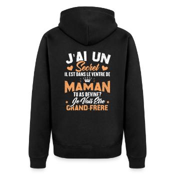 Secret Cadeau Annonce Grossesse Grand-Frère - Veste à capuche bio Premium Unisexe - noir - Dos - Nico (187cm)