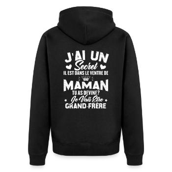 Secret Cadeau Annonce Grossesse Grand-Frère - Veste à capuche bio Premium Unisexe - noir - Dos - Nico (187cm)