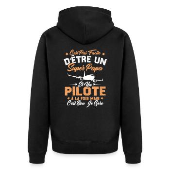 Un Super Papa Et Un Pilote - Veste à capuche bio Premium Unisexe - noir - Dos - Nico (187cm)