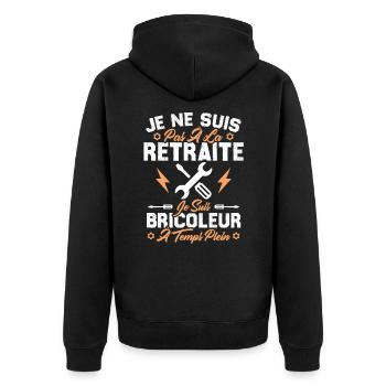 Pas à la retraite je suis bricoleur à temps plein - Veste à capuche bio Premium Unisexe - noir - Dos - Nico (187cm)