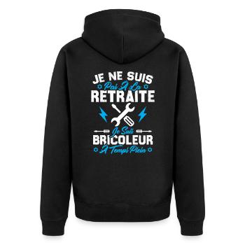 Pas à la retraite je suis bricoleur à temps plein - Veste à capuche bio Premium Unisexe - noir - Dos - Nico (187cm)