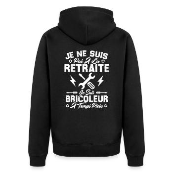 Pas à la retraite je suis bricoleur à temps plein - Veste à capuche bio Premium Unisexe - noir - Dos - Nico (187cm)