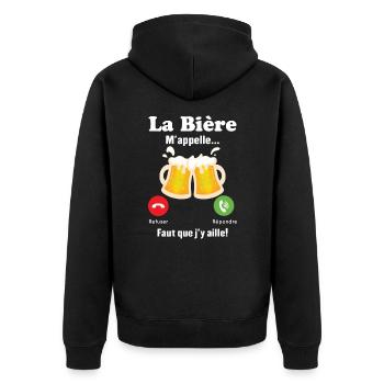 La Bière m'appelle - Veste à capuche bio Premium Unisexe - noir - Dos - Nico (187cm)