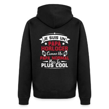 Je Suis Un Papa Horloger Comme Un Papa Normal - Veste à capuche bio Premium Unisexe - noir - Dos - Nico (187cm)