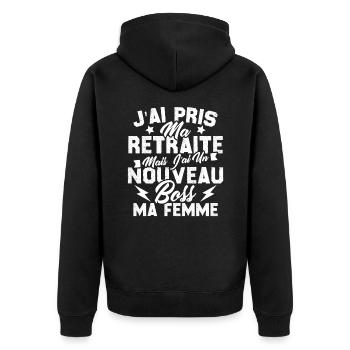 Cadeau Retraite Nouveau Boss Ma Femme - Veste à capuche bio Premium Unisexe - noir - Dos - Nico (187cm)