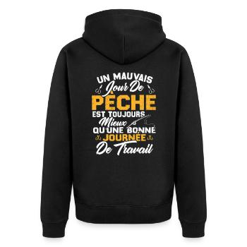 Un mauvais jour de Pêche est toujours mieux - Veste à capuche bio Premium Unisexe - noir - Dos - Nico (187cm)