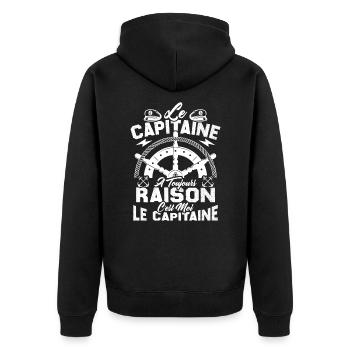 Le Capitaine A Toujours Raison C'est Moi Capitaine - Veste à capuche bio Premium Unisexe - noir - Dos - Nico (187cm)