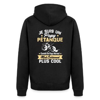 Un Papy Pétanque Comme Un Papy Normal - Veste à capuche bio Premium Unisexe - noir - Dos - Nico (187cm)
