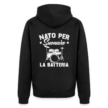 Né pour jouer de la batterie - Veste à capuche bio Premium Unisexe - noir - Dos - Nico (187cm)