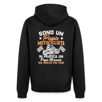 Un père motard et un père normal plus cool - Veste à capuche bio Premium Unisexe - noir - Dos - Nico (187cm)